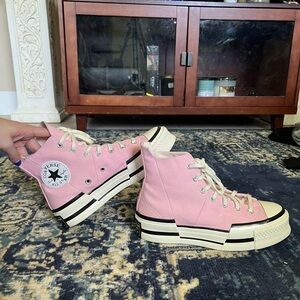 Converse 70 Plus High top, size 8.5 women’s, 6.5 men’s, sunrise pink/egret
